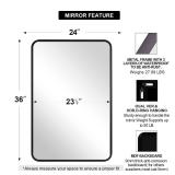 APPEARS NEW - ANDY STAR Mirror for Bathroom 24X36 Inch, Matte Black Mirror Rounded Rectangle Mirror Metal Tube Framed Wall-Mounted Vertically/Horizontally  - Retail: $170