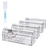 APPEARS NEW - 4 Pcs Humane Mouse Traps Indoor for Home, Live Mouse Trap, Reusable Mice Trap Catcher for House & Outdoors (4Pack)