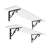 APPEARS NEW - DINZI LVJ Long Wall Shelves, 35.5 x 11.75 Inch Large Floating Shelves Set of 2, Wide Display Shelf Wall Mounted with Brackets, Easy Hanging for Living Room, Toilet, Office, Bedroom, Whit