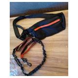 Dog Leash Hands Free with Zipper Pouch, Waist Dog Running Leash with Dual Handles and Bungee, Dogs Leashs Around Waist for Walking Jogging Hiking for Medium and Large Dogs (Red)