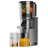Cold Press Juicer, 6.5\" Extra Large Feed Chute Juicer Machines, 350W Slow Masticating Juicer Machines with High Juice Yield for Whole Vegetables & Fruits, BPA Free, Titanium Gray, Easy to Clean - Ret