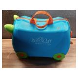 Trunki Ride-On Kids Suitcase | Tow-Along Toddler Luggage | Carry-On Cute Bag with Wheels | Airplane Travel Essentials: Percy Police Car Blue - Retail: $70