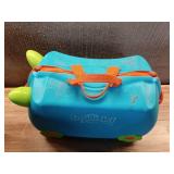 Trunki Ride-On Kids Suitcase | Tow-Along Toddler Luggage | Carry-On Cute Bag with Wheels | Airplane Travel Essentials: Percy Police Car Blue - Retail: $70