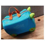 Trunki Ride-On Kids Suitcase | Tow-Along Toddler Luggage | Carry-On Cute Bag with Wheels | Airplane Travel Essentials: Percy Police Car Blue - Retail: $70