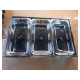 Elite Gourmet 7.5 Quart Triple Buffet Server Food Warmer Temperature Control  Clear Slotted Lids