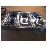 Elite Gourmet 7.5 Quart Triple Buffet Server Food Warmer Temperature Control  Clear Slotted Lids