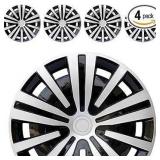 Hubcap Wheel Cover Replacement R15 Hub Caps Universal Wheel Rim Cover ABS Material Exterior Accessories Snap On Car Truck SUV -Set of 2 (15-Inch, Silver-Black)
