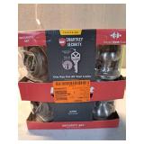 Kwikset 992 Juno Entry Knob and Double Cylinder Deadbolt Combo Pack featuring SmartKey in Satin Nickel