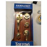 Toledo Fine Locks Double Cylinder Polish Brass Handle Set V1601COCAUS3 - Retail: $70