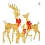 Set of 3 Light-up 3D Glitter Deer Family with 210 Warm White LED Christmas Lights  Holiday Time - Retail: $60