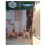 Set of 3 Light-up 3D Glitter Deer Family with 210 Warm White LED Christmas Lights  Holiday Time - Retail: $60