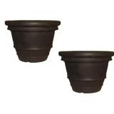 Vigoro Tuscany 15 in. Rust Resin Indoor/Outdoor Decorative Pots Planter (2-Pack)