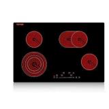 Built in Electric Stove Top 30 in. 4 Burners Glass Radiant Cooktop with Sensor Touch Control, Timer and Child Lock,Black - Retail: $179