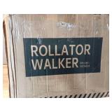 ELENKER All-Terrain Rollator Walker with 10 Rubber Wheels, Padded Seat & Backrest, Under-seat Basket for Seniors, Red - Retail: $120