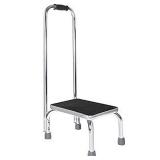 Vaunn Medical Foot Step Stool with Handle and Anti Skid Rubber Platform  Lightweight and Sturdy Stool for Children  Adults and Seniors  Chrome