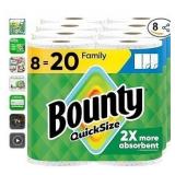 Bounty Quick Size Paper Towels, White, 8 Family Rolls = 20 Regular Rolls (Packaging May Vary)