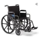 Medline Comfortable Folding Wheelchair with Swing-Back Desk-Length Arms and Swing-Away Footrests, 20W x 16D Seat - Retail: $150