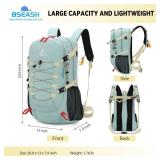 Bseash 40L Waterproof Hiking Backpack with Rain Cover, Outdoor Sport Travel Bag Daypack for Camping Climbing Skiing Cycling (Milk Green)