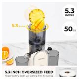 PRE OWNED, UNMANIFESTED FOR PIECES SUSTEAS Cold Press Juicer, 5.3\" Feed Chute Slow Masticating Machines with 300W, Fit Whole Fruits & Vegetables, Easy to Clean, High Juice Yield, White