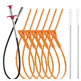 35.5inch Drain Clog Remover(1pcs), 25inch Drain Snake Hair Remover(6pcs) ï¼ Cleaning Brush(2pcs), Hair Catcher Drain Auger Cleaner Tool Set For Toilet, Kitchen Sink, Bathroom Tub, Sewer, 9 Pack