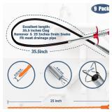 35.5inch Drain Clog Remover(1pcs), 25inch Drain Snake Hair Remover(6pcs) ï¼ Cleaning Brush(2pcs), Hair Catcher Drain Auger Cleaner Tool Set For Toilet, Kitchen Sink, Bathroom Tub, Sewer, 9 Pack