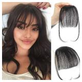 Clip In Bangs 100% Human Hair Wispy Bangs Hair Clip Nature Black with Temples Real Human Hair Fake Bangs Extensions For Natural Hair