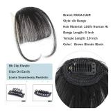 Clip In Bangs 100% Human Hair Wispy Bangs Hair Clip Nature Black with Temples Real Human Hair Fake Bangs Extensions For Natural Hair