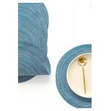 Floroom 15 Inch Round Braided Placemats Set of 4, Washable Heat Resistant Cotton Polyester Circle Place Mats for Kitchen Dining Table - Dusty Blue