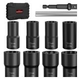 Eapele Bolt Extractor Set, 10 Piece Lug Nut Remover Socket Tool, 1/2\" Drive Impact Wheel Lock Removal Kit for Removing Damaged, Frozen, Rusted, Rounded-Off Bolts, Lug Nuts & Screws