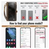 Defencase Compatible with Samsung Galaxy S23 Ultra Case Wallet with RFID Blocking Card Holder for Women Men, PU Leather Magnetic Snap Flip Zipper Strap Phone Case Fit for Galaxy S23 Ultra 5G, Coffee