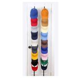 Perfect Curve CapRack | Over-The-Door Hat Organizer for Baseball Caps | 2 Straps, Holds 18-36 Adjustable Caps | Black
