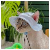 Pet hat with Ear Holes Sunscreen Baseball Cap Suitable for Small and Medium-Sized Dogs Outdoor Climbing hat in Summer Pet Products (Blue, Small)