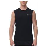 Cakulo Mens Sleeveless Muscle Workout Shirts Quick Dry Gym Athletic Running Tank Tops Swim T Shirt Black 2XL