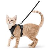 rabbitgoo Cat Harness and Leash for Walking, Escape Proof Soft Adjustable Vest Harnesses for Cats, Easy Control Breathable Reflective Strips Jacket, Black, XS