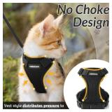 rabbitgoo Cat Harness and Leash for Walking, Escape Proof Soft Adjustable Vest Harnesses for Cats, Easy Control Breathable Reflective Strips Jacket, Black, XS