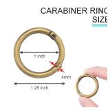 10Pack 1 Inch Metal Spring O Rings Clip Keychain, Round Carabiner Clips Keyrings Snap Hook Buckle, Purse Shoulder Bag Chain Rings Clip Replacement Paracord Keychain Lanyard Leather DIY Crafts (Bronze)