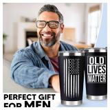 VIWIS 30th, 40th, 50th and 60th Birthday Gifts for Men, Dad from Son, Daughter, Wife - Gag Gifts For Men, Grandpa - Cool Old Man Gift, Old Lives Matter Tumbler 20oz - Funny Christmas Gifts