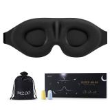 MZOO Luxury Sleep Eye Mask for Side Sleeper Men Women, Zero Eye Pressure 3D Sleeping Mask, Light Blocking Patented Design Night Blindfold, Soft Eye Shade Cover for Travel, Black