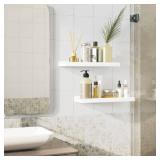 Love-KANKEI Floating Shelves Wall Mounted Set of 2, 17 Inch Rustic Wood Wall Shelves for Storage, Bedroom Living Room Bathroom Kitchen Office and More White