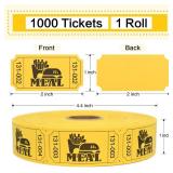 ESSENTIAL 1000 Raffle Tickets Rolls, Meal Tickets Single Roll for Events, Leisure, Movie Watching, Entertainment, Class Reward & Prizes - 5 Color Selection (Yellow)