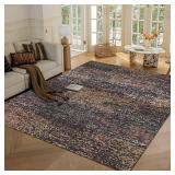 RUGSURE Washable Area Rug - 1/6 Thick - Stain & Water Resistant Non-Slip - Resistant Rug for Living Room, Bedroom, Nursery, Pet & Child Friendly, Vintage Charm Area Rugs (Rust, 4