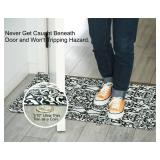 Cosilyt 1/10 Inch Ultra Thin 24\"Ã35\" Large Front Door Mat Indoor Entrance Inside Non Slip, Waterproof Rubber Kitchen Mat and Interior Home Washable Door Mat, Boho Grey