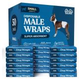 Comfortable Male Dog Diapers - 50-Pack Super Absorbent Disposable Male Dog Wraps- FlashDry Gel Technology, Wetness Indicator Doggie Diapers- Leakproof Belly Wraps for Incontinence, Excitable Urination