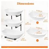 Lifewit Plastic Fruit Bowl Basket for Kitchen Countertop, 3 Tier Fruit Holder with Black Metal Stand, Serving Tray for Food, Vegetable, Cake, Dessert in Party
