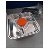 WWMFS Salad Container for Lunch: 64oz Salad Bowl with Included Spork, 4-Section Bento Tray & Sauce Pot