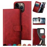 DuckSky Compatible with iPhone 16 Pro Max 6.9\" Genuine Leather Wallet caseãRFID Blockingãã4 Credit Card HolderããReal Leatherã Flip Folio Book Phone case Cover Women Men 