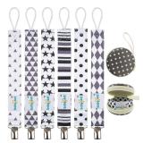 Babygoal Pacifier Clips for Boys, 5 Pack Pacifier Holder Clips for Baby Boys and Girls Fits for Most Pacifier Styles and Baby Gift 6PBM05-HZ