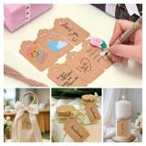 SallyFashion 100pcs Gift Tags with String Attached, 1.7 x 2.8 inch Kraft Paper Hang Tags for Clothes DIY Crafts Wedding Holiday (Brown)