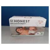 The Honest Company Clean Conscious Diapers for Delicate Skin, Up to 100% Leakproof Hypoallergenic Fragrance-Free Baby Diapers, Girl Prints, Club Box, Size 2 (12â18 lbs), 72 Count (Prints May Vary