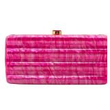 HINGES BROKEN, STILL OPENS SEE PHOTOS NUSTTAL Women Acrylic Clutch Purse Marbled Evening Shoulder Bag for Wedding Cocktail Party Prom (Hot Pink)